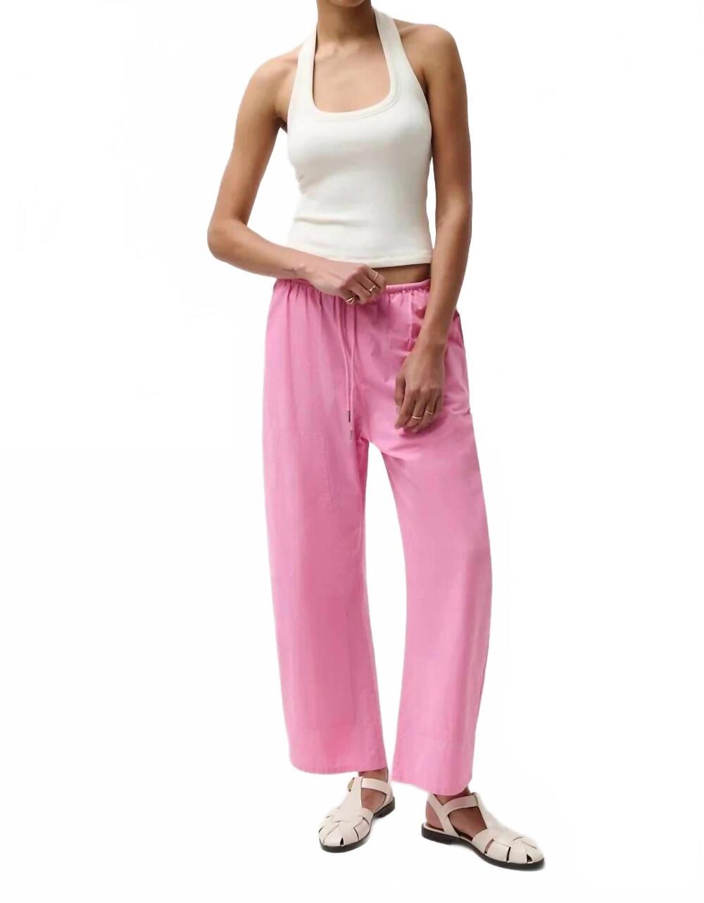 NEW PISTOLA theo poplin straight-leg pant in azalea
